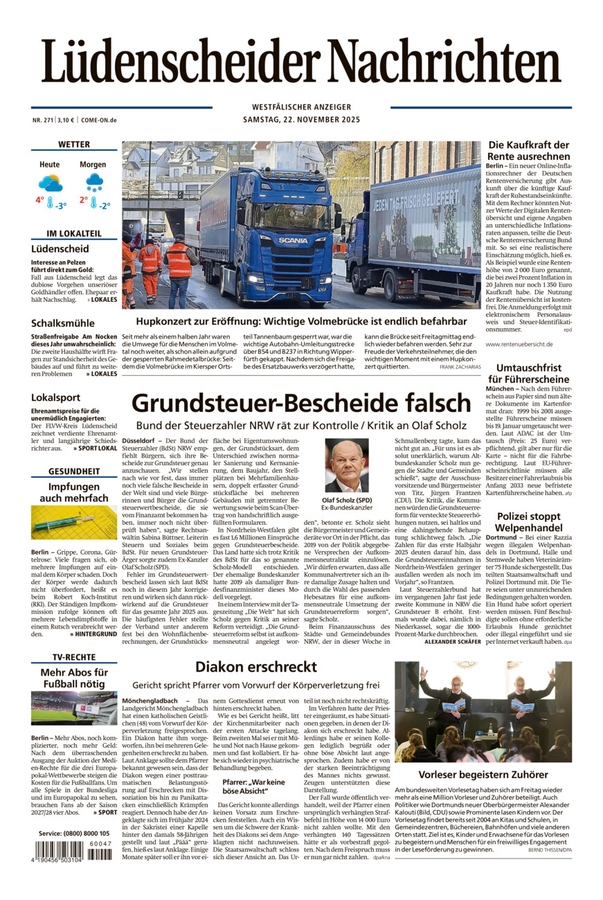 Lüdenscheider Nachrichten vom Samstag, 22.11.2025
