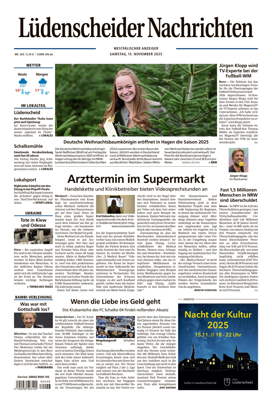 Lüdenscheider Nachrichten vom Samstag, 15.11.2025