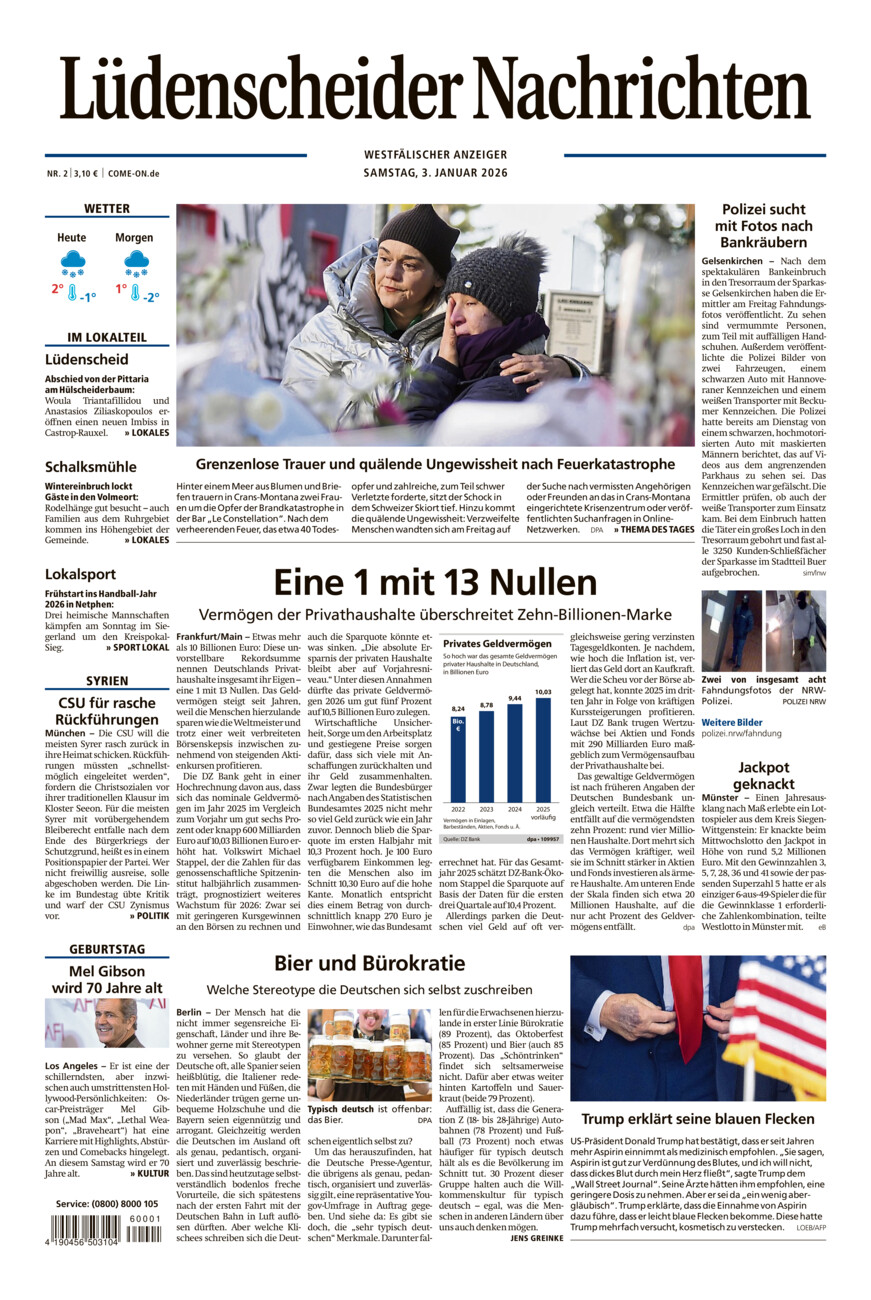 Lüdenscheider Nachrichten vom Samstag, 03.01.2026