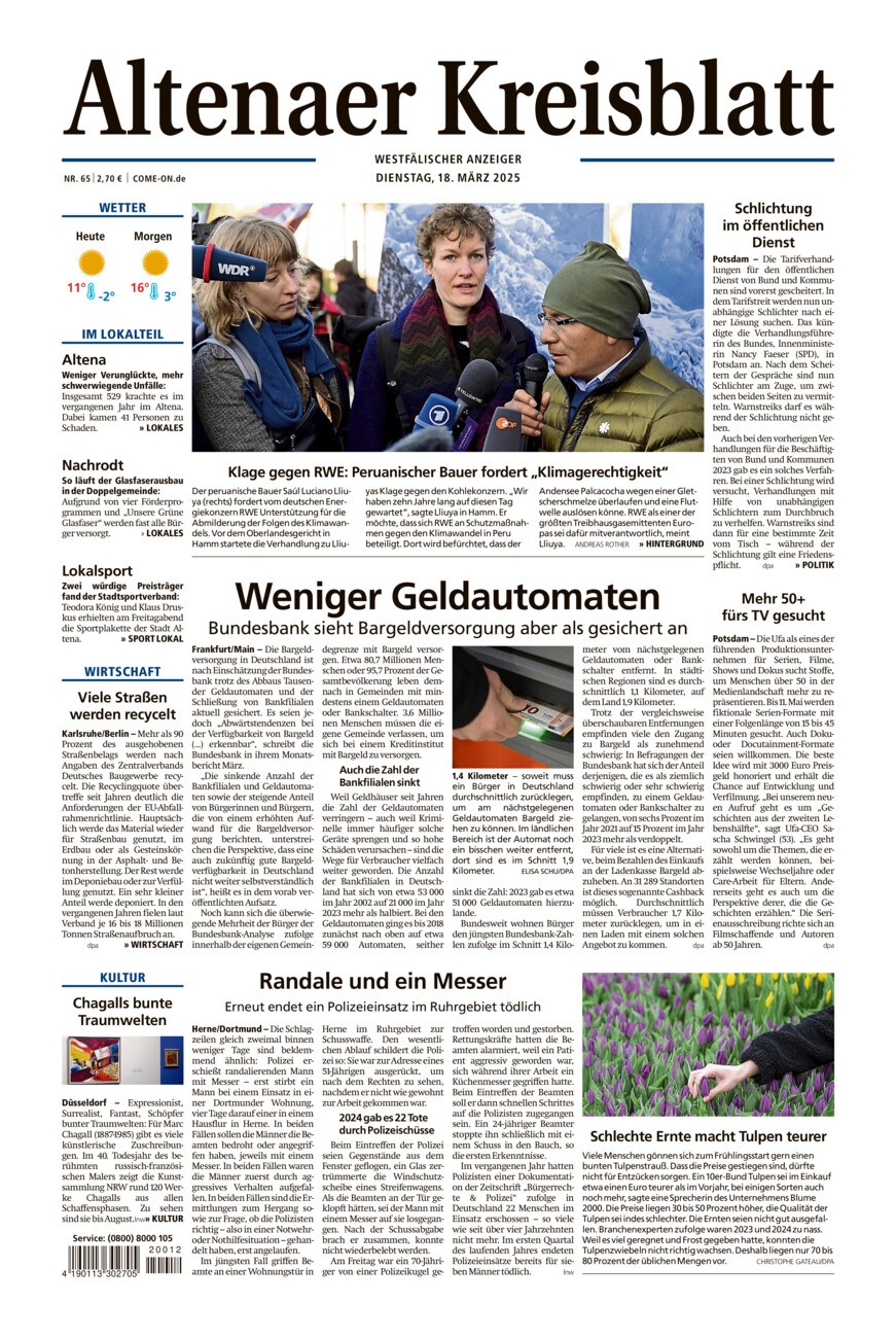 Altenaer Kreisblatt vom Dienstag, 18.03.2025