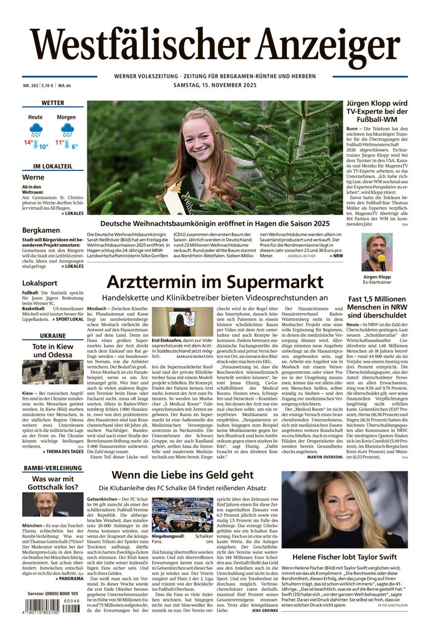 Westfälischer Anzeiger Werne vom Samstag, 15.11.2025