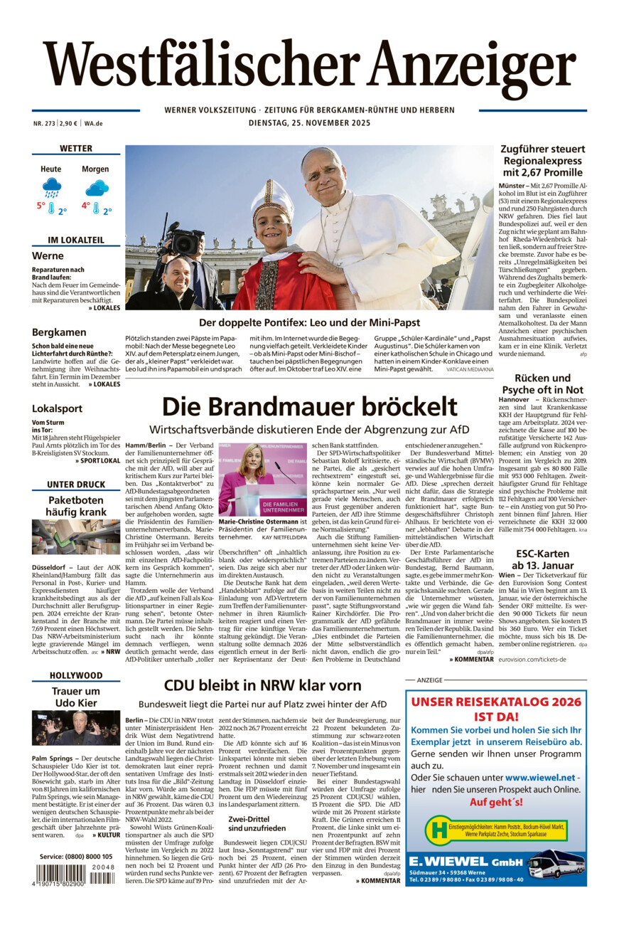 Westfälischer Anzeiger Werne vom Dienstag, 25.11.2025