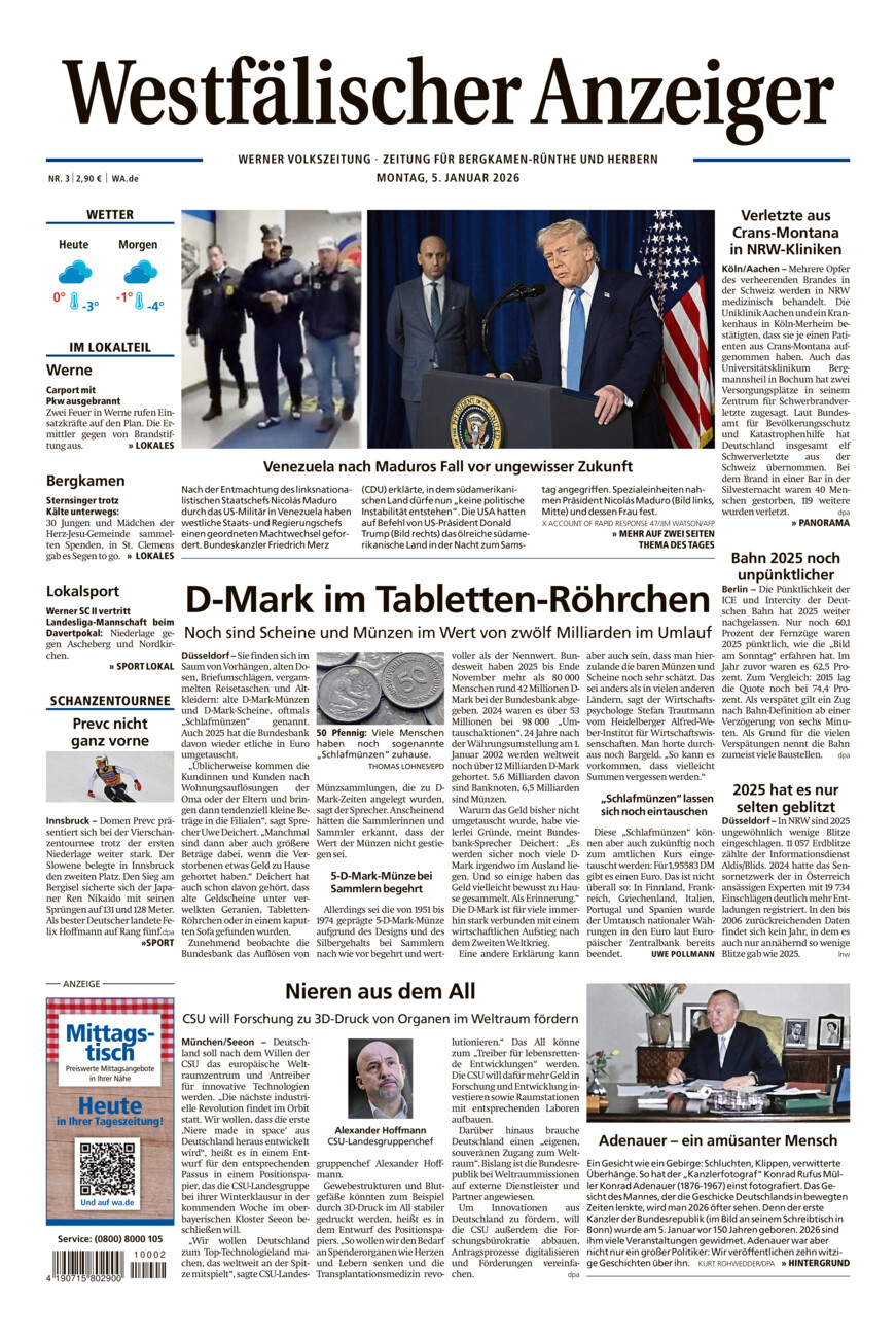 Westfälischer Anzeiger Werne vom Montag, 05.01.2026
