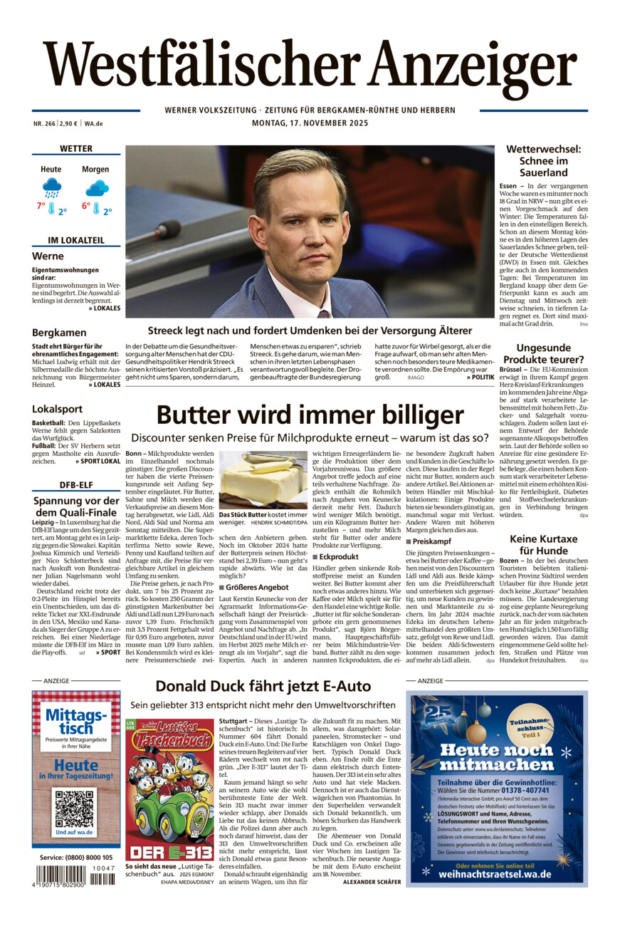 Westfälischer Anzeiger Werne vom Montag, 17.11.2025
