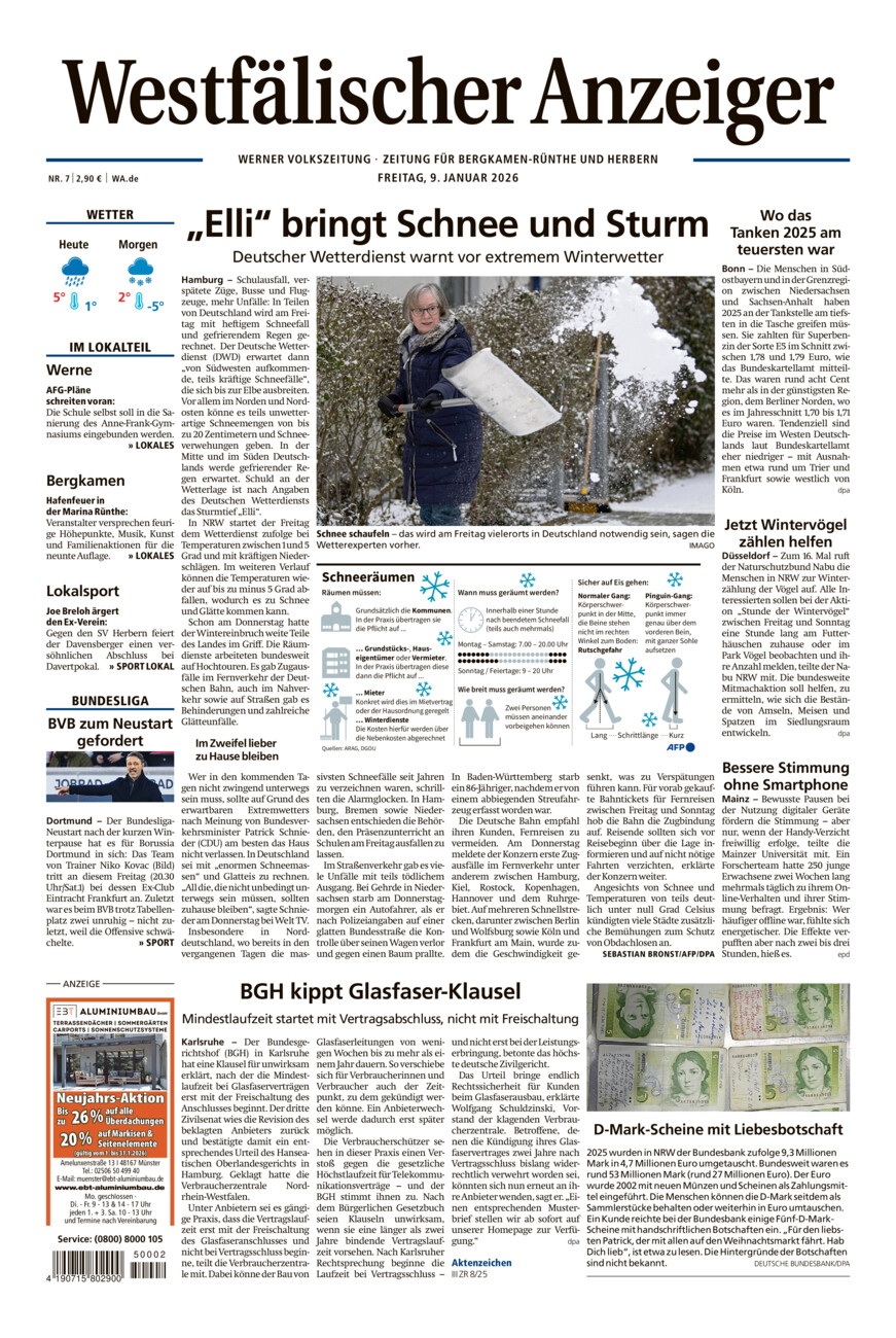 Westfälischer Anzeiger Werne vom Freitag, 09.01.2026