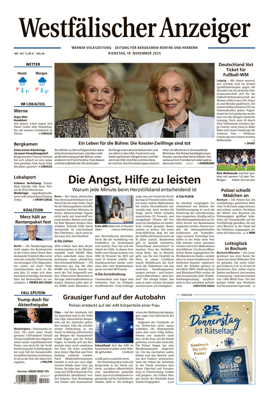 Westfälischer Anzeiger Werne vom Dienstag, 18.11.2025