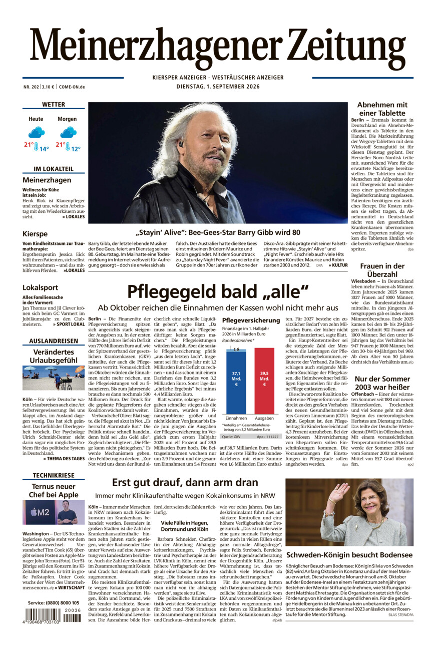 Meinerzhagener Zeitung vom Dienstag, 01.09.2026