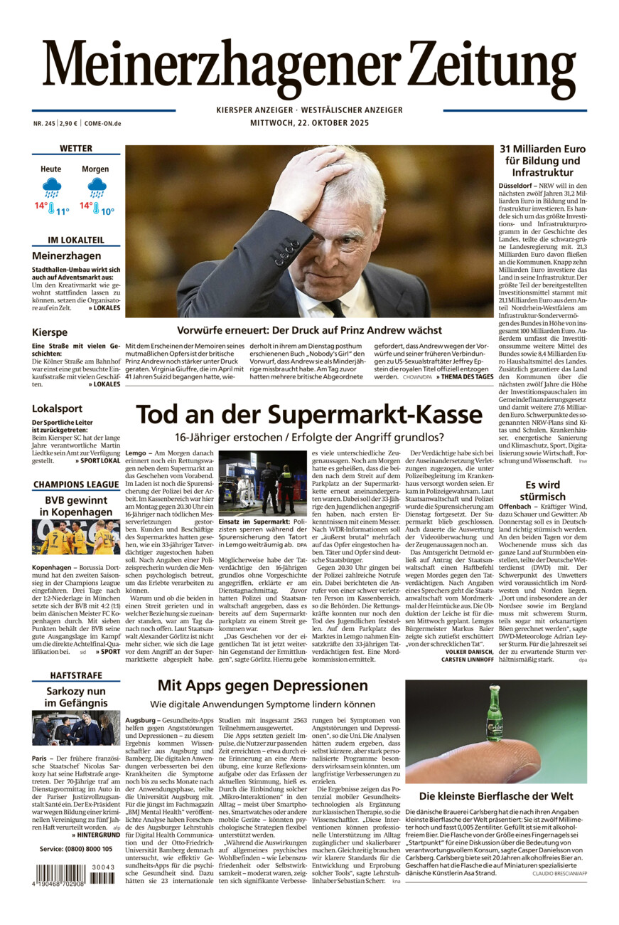 Meinerzhagener Zeitung vom Mittwoch, 22.10.2025
