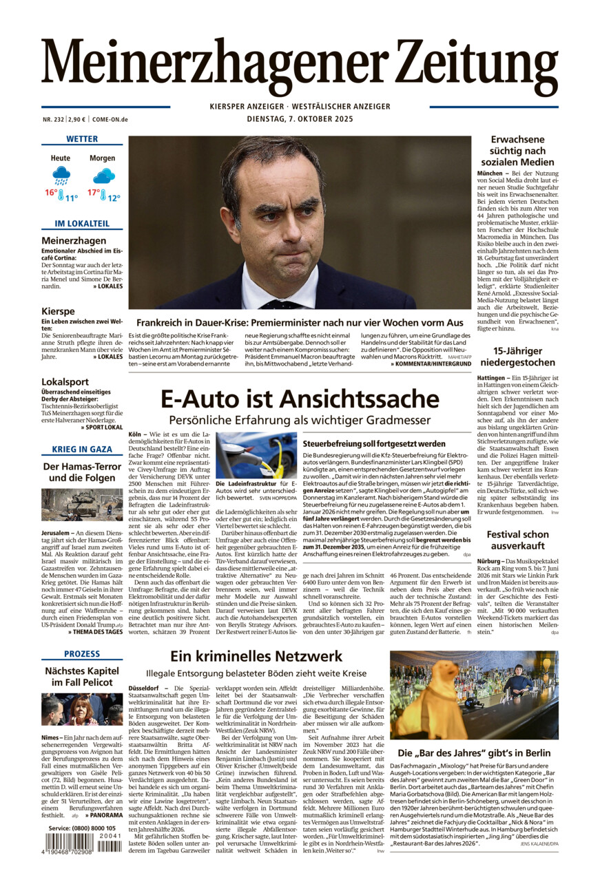 Meinerzhagener Zeitung vom Dienstag, 07.10.2025