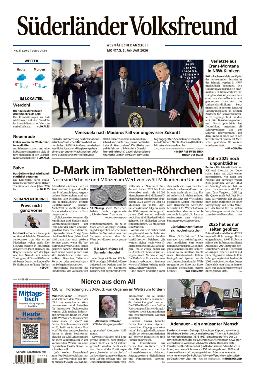 Süderländer Volksfreund vom Montag, 05.01.2026