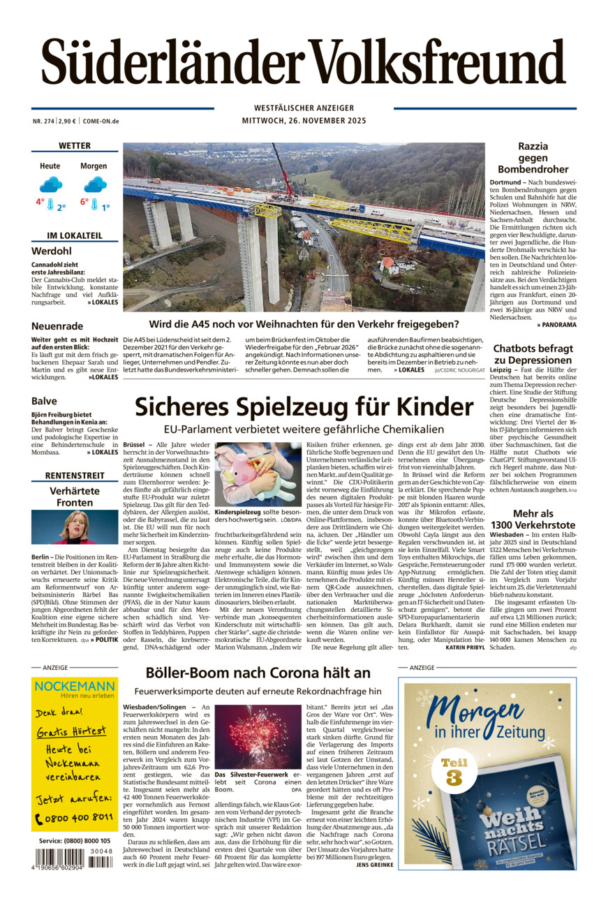 Süderländer Volksfreund vom Mittwoch, 26.11.2025