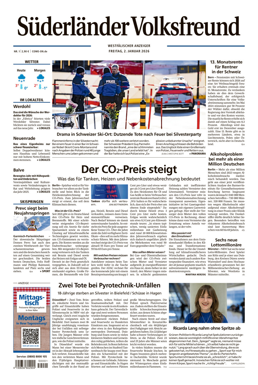 Süderländer Volksfreund vom Freitag, 02.01.2026