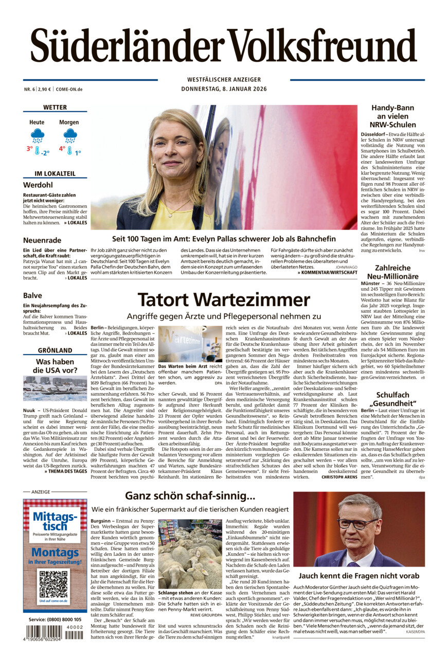 Süderländer Volksfreund vom Donnerstag, 08.01.2026