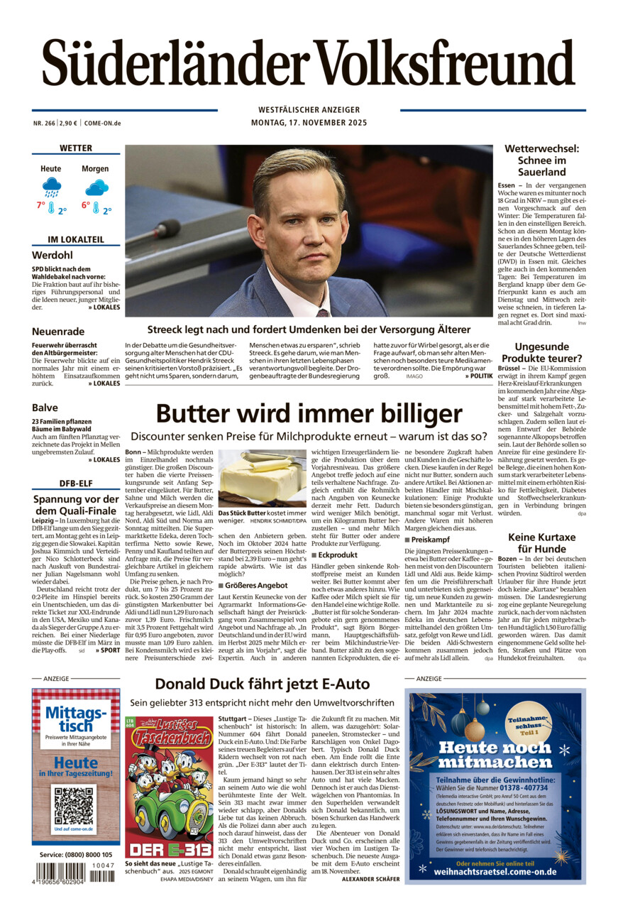 Süderländer Volksfreund vom Montag, 17.11.2025